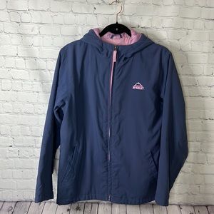 McKinnley Malone Junior girls blue and pink hooded jacket zip closure Sz 14 XL